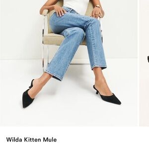 Reformation Black Kitten Heel Mules